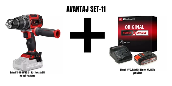 Einhell Set-11 (Einhell TP-CD 18/60 Li-i BL - Solo, Akülü Darbeli Vidalama+Einhell 18V 2,5 Ah PXC Starter Kit, Akü & Şarj Cihazı) ürün görseli 1