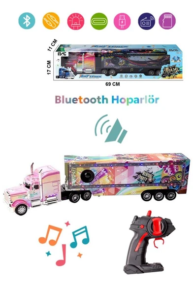 Şarjlı Kumandalı Bluetooth Hoparlör Müzikli Işıklı 60 cm 2.4G Dorseli Oyuncak Tır ürün görseli 1