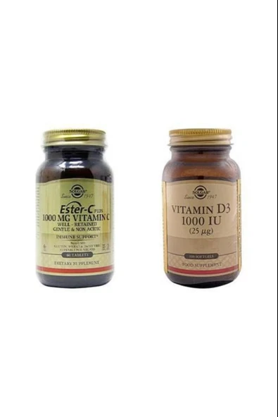 Solgar Ester C Plus 1000 mg 60 Tablet +Solgar Vitamin D3 1000ıu 100 Kapsül ürün görseli 1