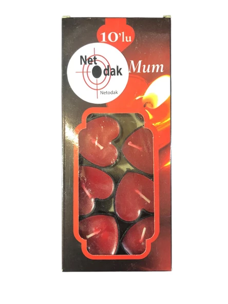 Kokusuz Kırmızı Renkli Kalpli Mum Eğlence Kutlama Parti Mumu (10 Adet) ürün görseli 1