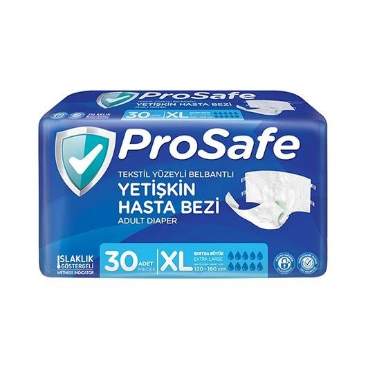 PROSAFE YETİŞKİN HASTA BEZİ 30LU XL BOY 120-160CM TEKSTİL YÜZ.BELBANTLI ürün görseli 1