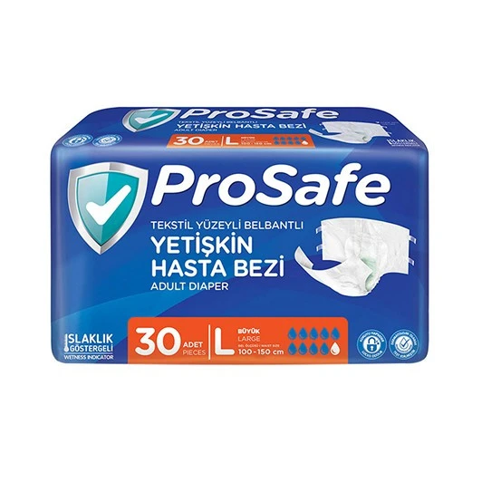 PROSAFE YETİŞKİN HASTA BEZİ 30LU L BOY 100-150CM TEKSTİL YÜZ.BELBANTLI ürün görseli 1