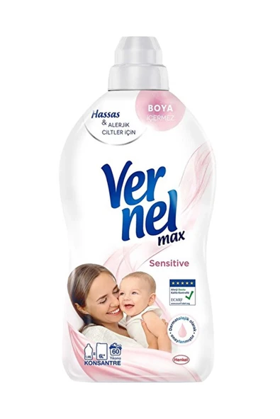 Vernel Max Konsantre Sıvı Çamaşır Yumuşatıcısı Sensitive 1440ml 60 Yıkama Kategori: Çamaşır ürün görseli 1