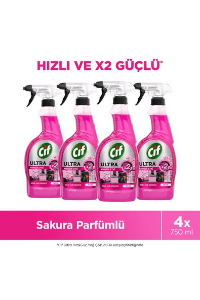 Cif Ultra Anında Etki Kir & Yağ Sökücü Sakura x4 ürün görseli 1