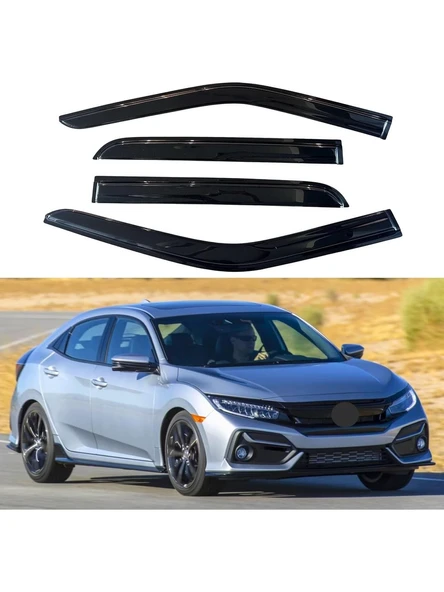 Honda Civic Fc5 2016-2022 Sedan Siyah 4.lü Mugen Cam Rüzgarlıgı ürün görseli 1