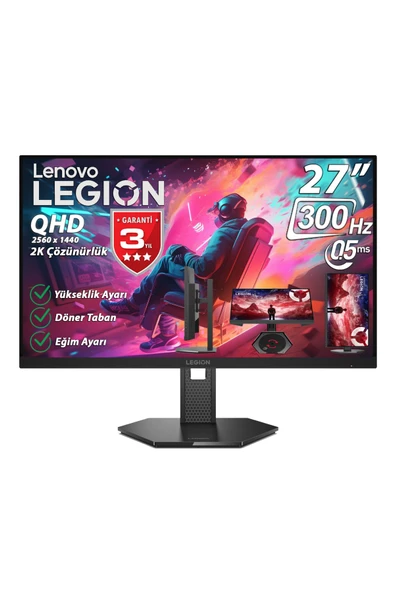 Lenovo Legion 27Q-11 27" 0.5ms (MPRT) 300Hz (2xHDMI-DP) Pivot 2K QHD 2560x1440 IPS WLED Monitör 67D3GAC1TK ürün görseli 1