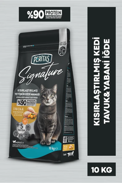PERİTAS Signature Tavuklu Kısırlaştırılmış Yetişkin Kedi Maması 10 KG ürün görseli 1