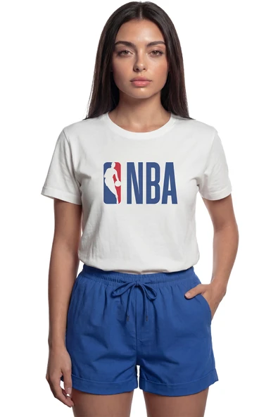 ''NBA'' Logolu Basketbol Temalı Baskılı %100 Pamuk Rahat Kesim Premium Kadın Tişört ürün görseli 1