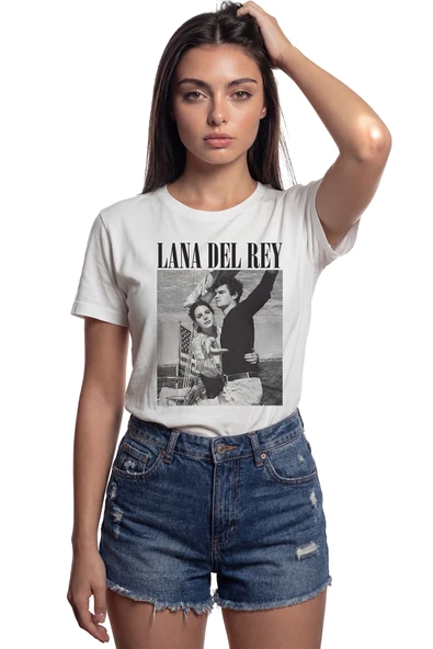 ''Lana Del Rey'' Fotoğraf Baskılı %100 Pamuk Rahat Kesim Premium Kadın Tişört ürün görseli 1