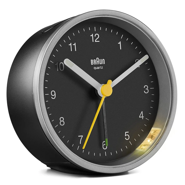 BRAUN BC12SB GÜMÜŞ-SİYAH KLASİK ANALOG ALARMLI MASA SAATİ ürün görseli 1