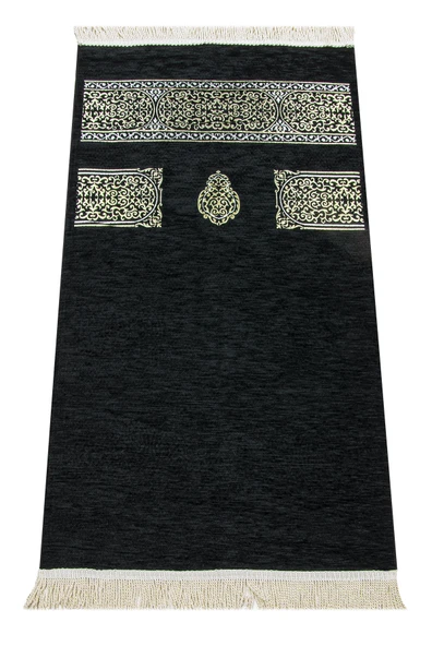 Kabe Maketli Medine Hatlı Kuranı Kerim, Tesbih, Şal ve Seccade Hediyelik Set - Siyah 7