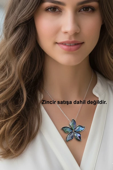 Abalon Shell Çiçek Motifi Sedef Broş BR10-2 - Resim 5