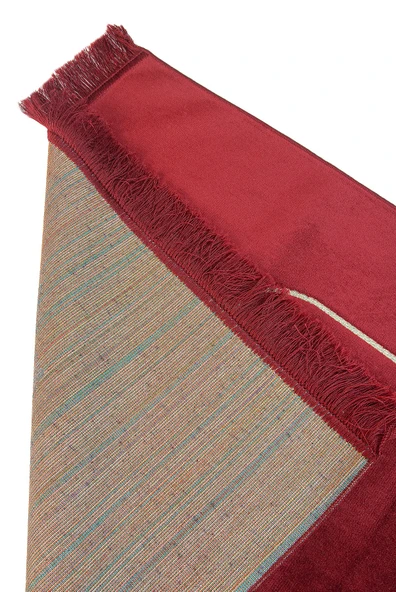 Mihrap Desenli Kadife Seccade Bordo - Resim 2