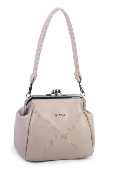 Nas Bag Mini Vintage Burslu Klipsli Kadın Omuz ve Çapraz Çanta Kum Victoria ( 20x17 cm) ürün görseli 1
