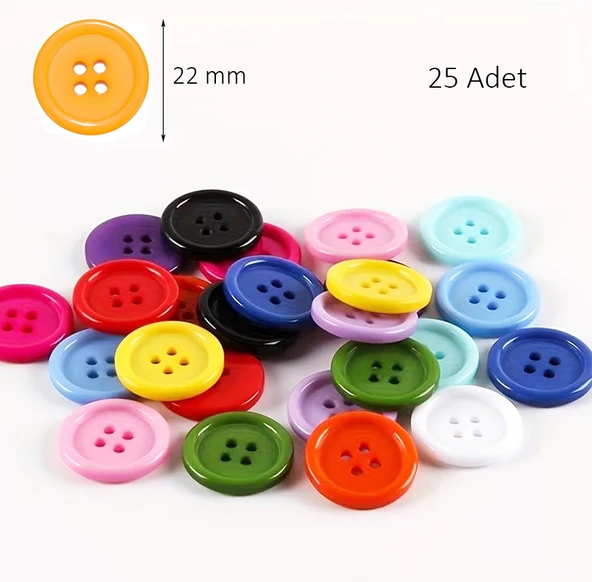 Yuvarlak Renkli Düğme Rengarenk Düğme 2,2 cm - 25 Adet ürün görseli 1