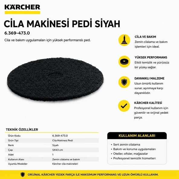 Karcher 6.369-473.0 Cila Makinesi Pedi Siyah 5X43cm 1 Adet ürün görseli 1