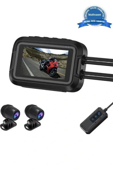 Motosiklet Kamerası Full Hd 1080P,150° Geniş Açı 3.0 Ekran Çift Ön–Arka Kamera Wifi Destekli Gprs Özellikli ürün görseli 1