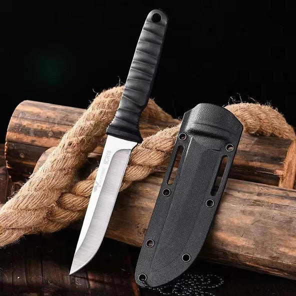 Valkyrie 9CR18 Soğuk Çelik Boyun Askılı Kılıflı Kamp Av Bıçağı Paslanmaz Çelik Gümüş ürün görseli 1