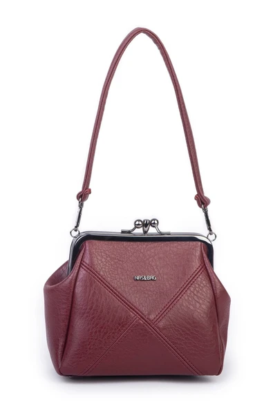 Nas Bag Mini Vintage Burslu Klipsli Kadın Omuz ve Çapraz Çanta Bordo Victoria ( 20x17 cm) ürün görseli 1