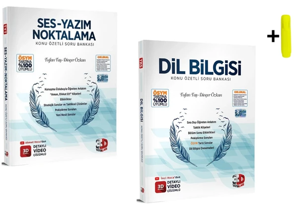 3D Yayınları Dil Bilgisi Ses-Yazım Noktalama Konu Özetli Soru Bankası Seti ürün görseli 1