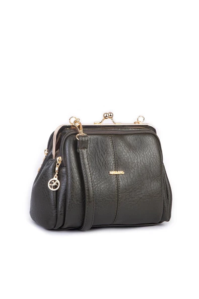 Nas Bag Burslu Klipsli Vintage Omuz ve Çapraz Çanta - Haki Victoria ürün görseli 1