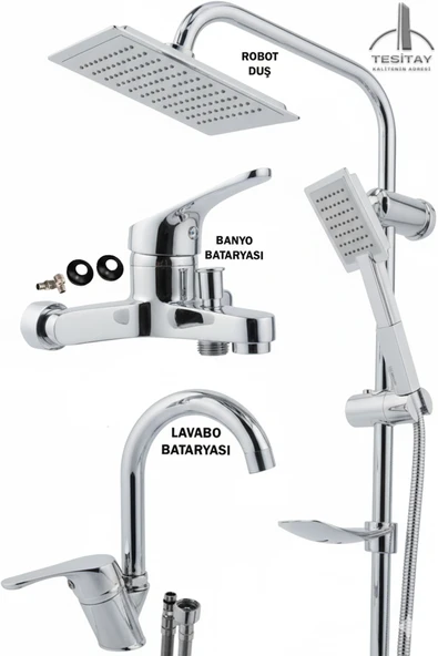 Lavabo Banyo Bataryası ve Robot Duş Seti Baston Model ürün görseli 1