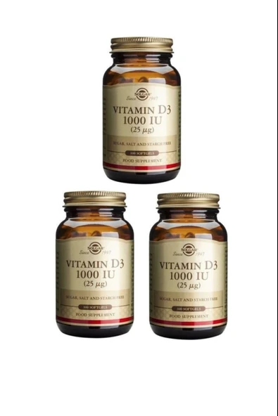 Solgar Vitamin D3 1000ıu 100 Kapsül 3 Adet ürün görseli 1
