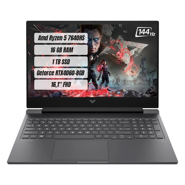 Victus Gaming Laptop 16-S0018NT Amd Ryzen 5 7640HS 16 GB 1 Tb SSD Rtx 4060 Freedos 16.1" Fhd 144 Hz Taşınabilir Bilgisayar 7Z4M8EA ürün görseli 1