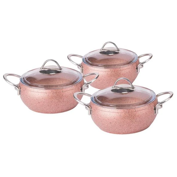 özkent K-543 Granit 6 Parça Güveç Seti Rose ürün görseli 1
