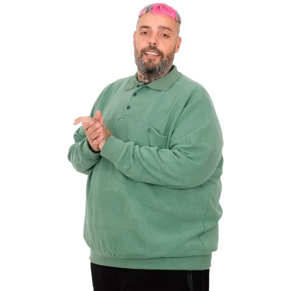 Erkek Sweat Polo Cepli Selanik Basic 20441 Çağla - Resim 2