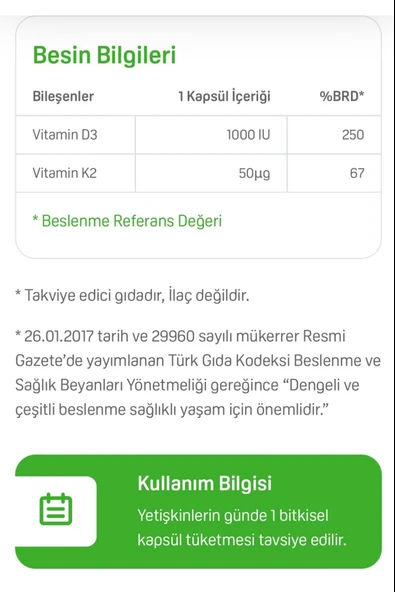 Suda Vitamin D3+K2 Vitamini 60  Kapsül - Resim 3