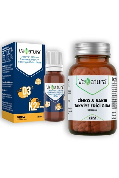 Venatura Çinko & Bakır 60 Kapsül Ve Venatura D3 K2 Damla 20 ml ürün görseli 1