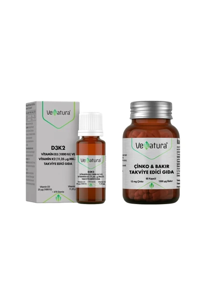 Venatura Çinko & Bakır 60 Kapsül Ve Venatura D3 K2 Damla 20 ml ürün görseli 1