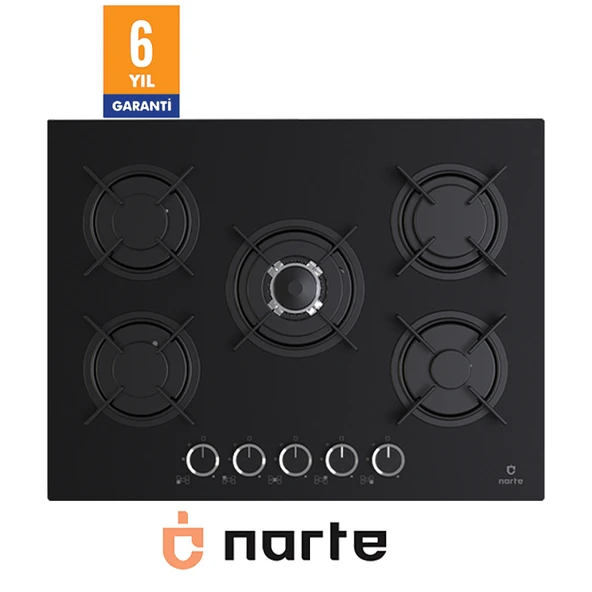 NARTE CG20070B - 70 CM , 5 Gözlü , Cam Ankastre Ocak , 6Yıl Garantili ürün görseli 1
