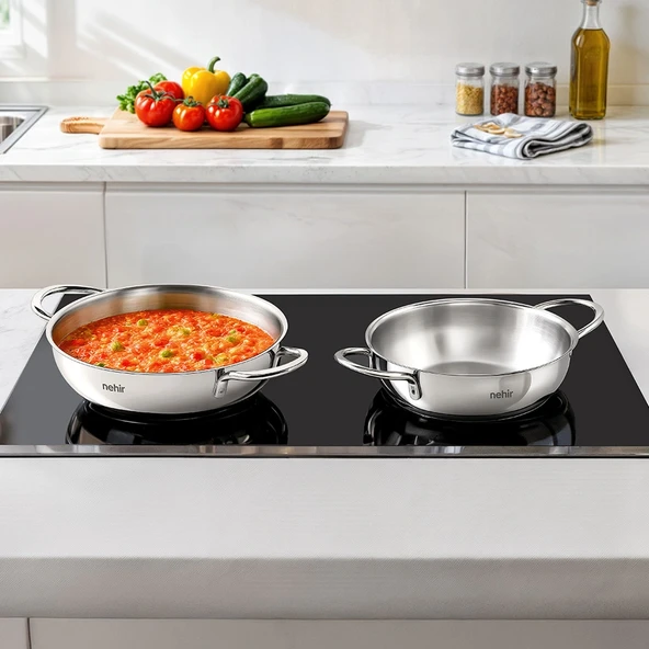 Nehir Silver 4 Parça Paslanmaz Çelik Güveç Tipi Sahan Seti (18-20 cm) ürün görseli 1