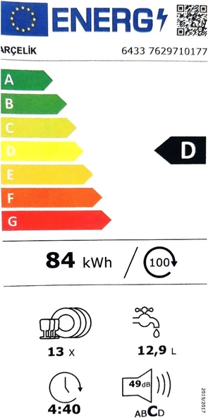 Arçelik 6433 13 Kişilik 3 Programlı Bulaşık Makinesi - Resim 5