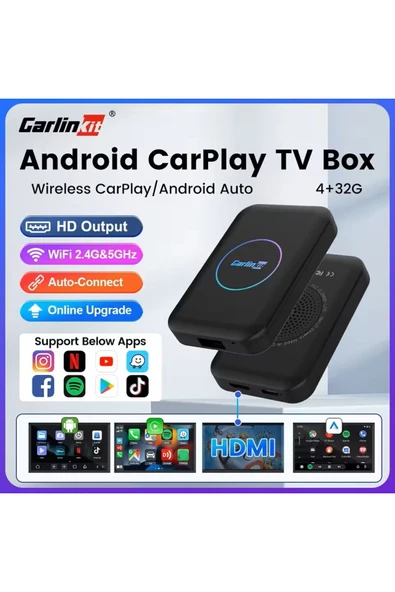 Carlinkit Tbox Lite S Carplay & Android Auto 4GB+32GB Google PlayStore Youtube Netflix Video Oynatma APK HDMI ürün görseli 1