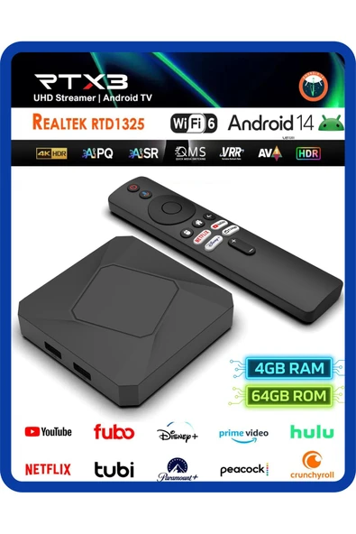 PTTAVM: EverBox RT-X3 4K Android 14.0 TV Box 4+64GB Realtek