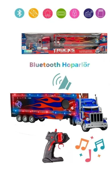 Şarjlı Kumandalı Bluetooth Hoparlör Müzikli Işıklı 60 cm 2.4G Dorseli Oyuncak Tır ürün görseli 1