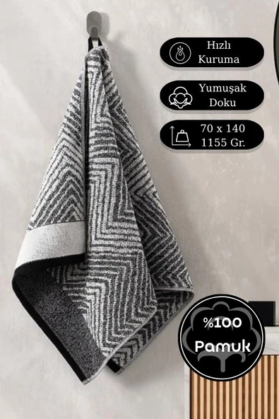 Pamuk Tekli Havlu Jakarlı Karna Premıum Alvaro - 70 x 140 ürün görseli 1