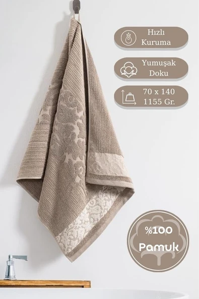 Pamuk Tekli Havlu Jakarlı Karna Premıum Stella - 70 x 140 ürün görseli 1