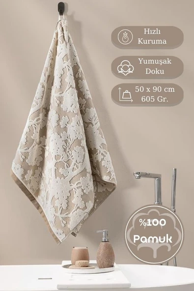 Pamuk Tekli Havlu Jakarlı Karna Eco Batıs - 50 x 90 ürün görseli 1
