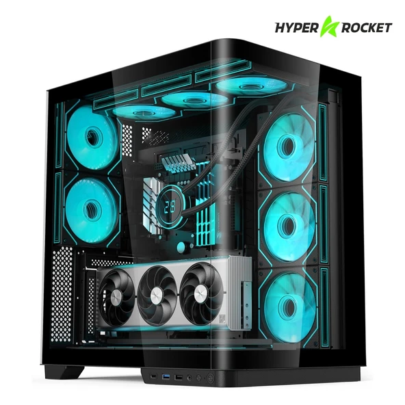 Hyper Rocket V335R ATX 8 Argb Fan 850W PSU Siyah Oyuncu Kasası ürün görseli 1