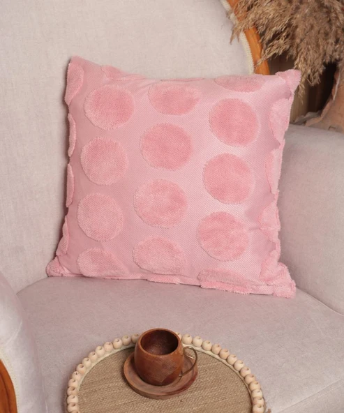 Luna | Welsoft Jakarlı Dekoratif Kırlent Kılıfı 43x43 cm - ZTLUNA0  pembe ürün görseli 1
