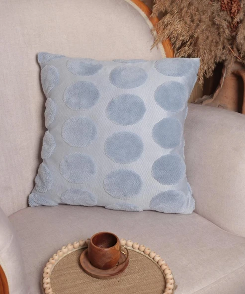 Luna | Welsoft Jakarlı Dekoratif Kırlent Kılıfı 43x43 cm - ZTLUNA0  Mavi ürün görseli 1