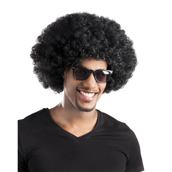Siyah Renk Kıvırcık Afro Bonus Peruk Parti Peruğu ürün görseli 1