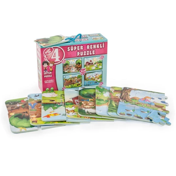 3222 ÇİFTLİK SÜPER RENKLİ PUZZLE 4LÜ ürün görseli 1