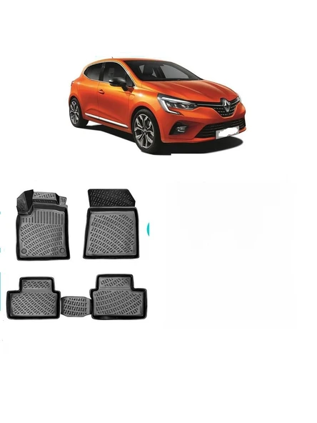 Renault Clio 5 Uyumlu 3D Havuzlu Paspas ürün görseli 1