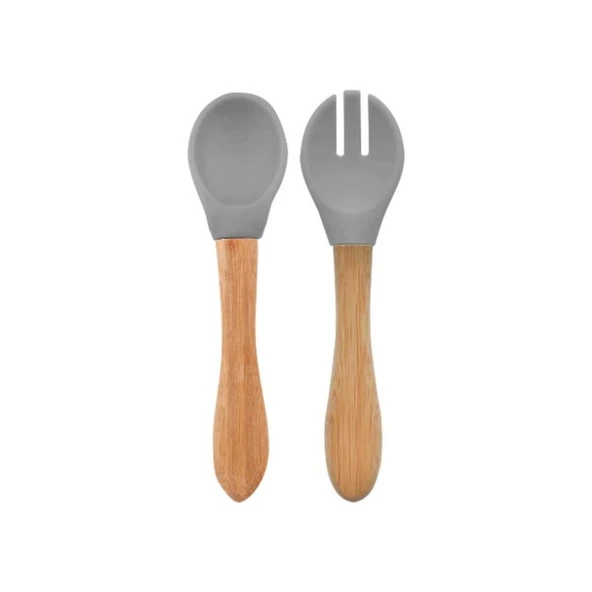 Mama Kaşığı ve Çatal Seti Powder Grey ürün görseli 1