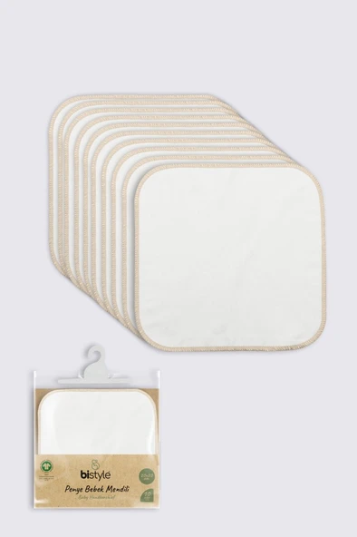 Organik 20x20 10'Lu Penye Mendil 90102 Ekru ürün görseli 1